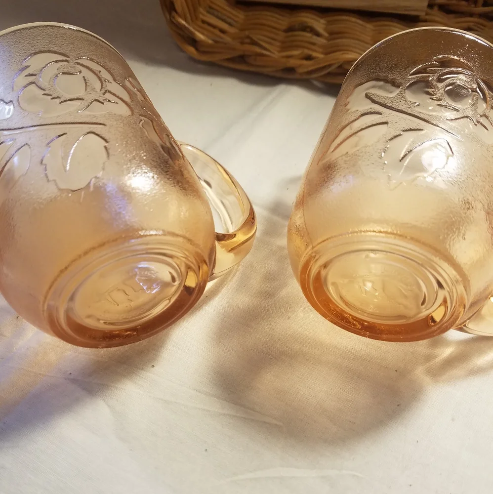 Rose Glass Mugs Set of 2 Clear Arcoroc
